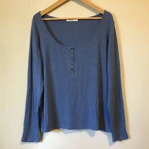Cozycore Periwinkle Rayon Ribbed Button Top XL